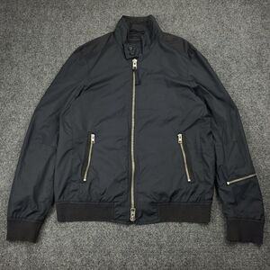 All Saints Manair Bomber Jacket Mens Medium Lightweight Nylon Zip Up Black